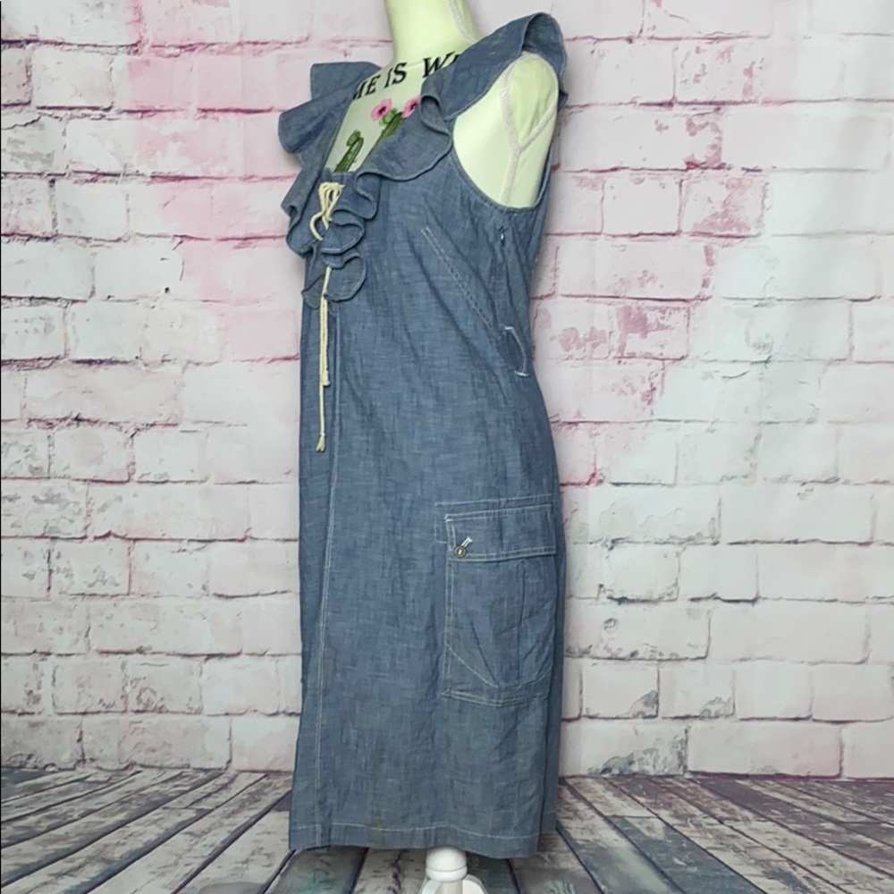 DECK BOAT DRESS!! Ralph Lauren Blue Ruffled Dress - Picture 3 of 10